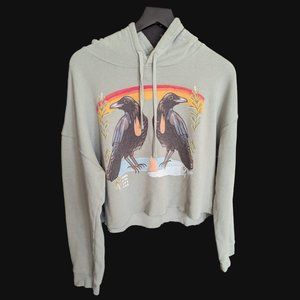 Ravens Crows Crop Hoodie Sweatshirt - Flower Fire Rainbow Gentle Tarot L (M best